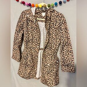J. Crew Tan Leopard Print Trench Rain Coat